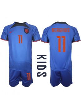 Billige Nederland Steven Berghuis #11 Bortedraktsett Barn VM 2022 Kortermet (+ Korte bukser)